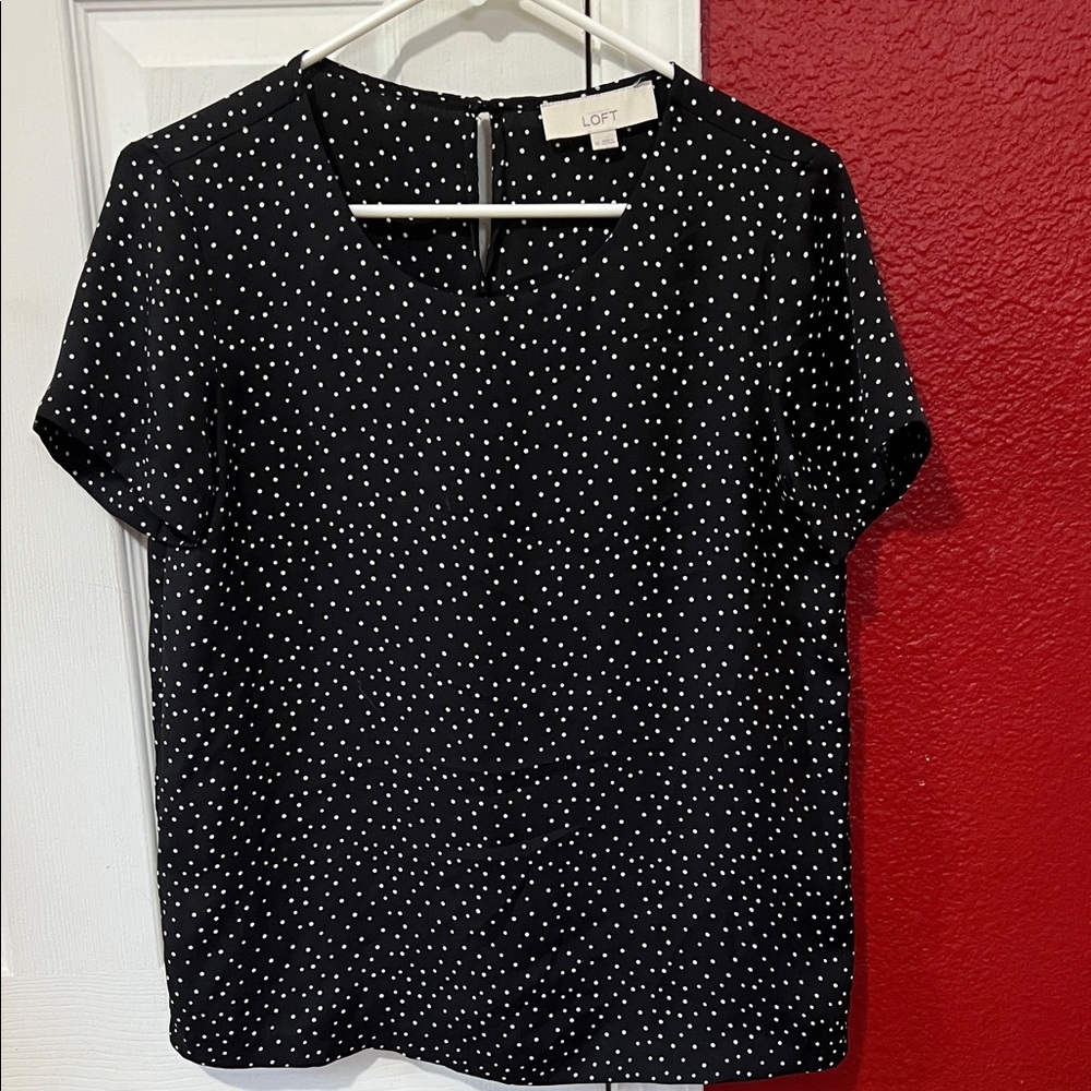 LOFT Black and White Polka Dot Blouse